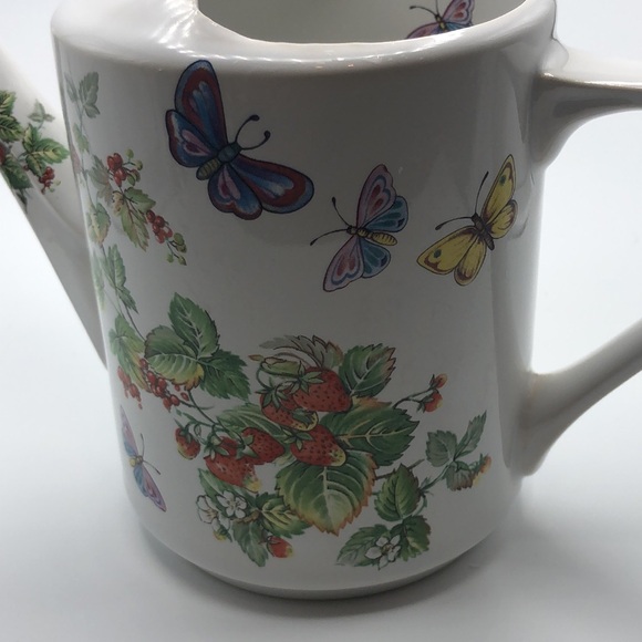 Watering Can. Butterfly Strawberries Exclusive Design Crownford. Made in England - Picture 3 of 8